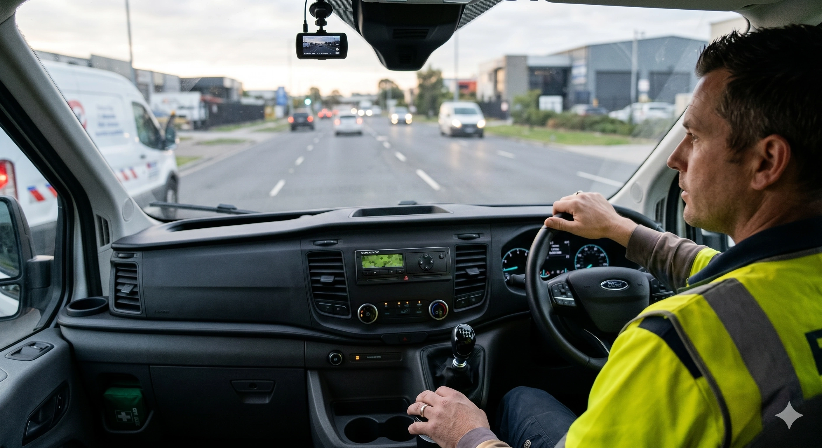 A van with a tachograph unit visible