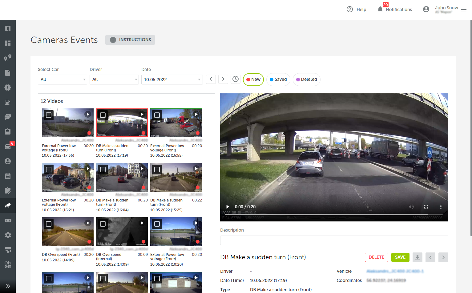 OnPoint Connect mobile camera management app showing live feeds and incident alerts